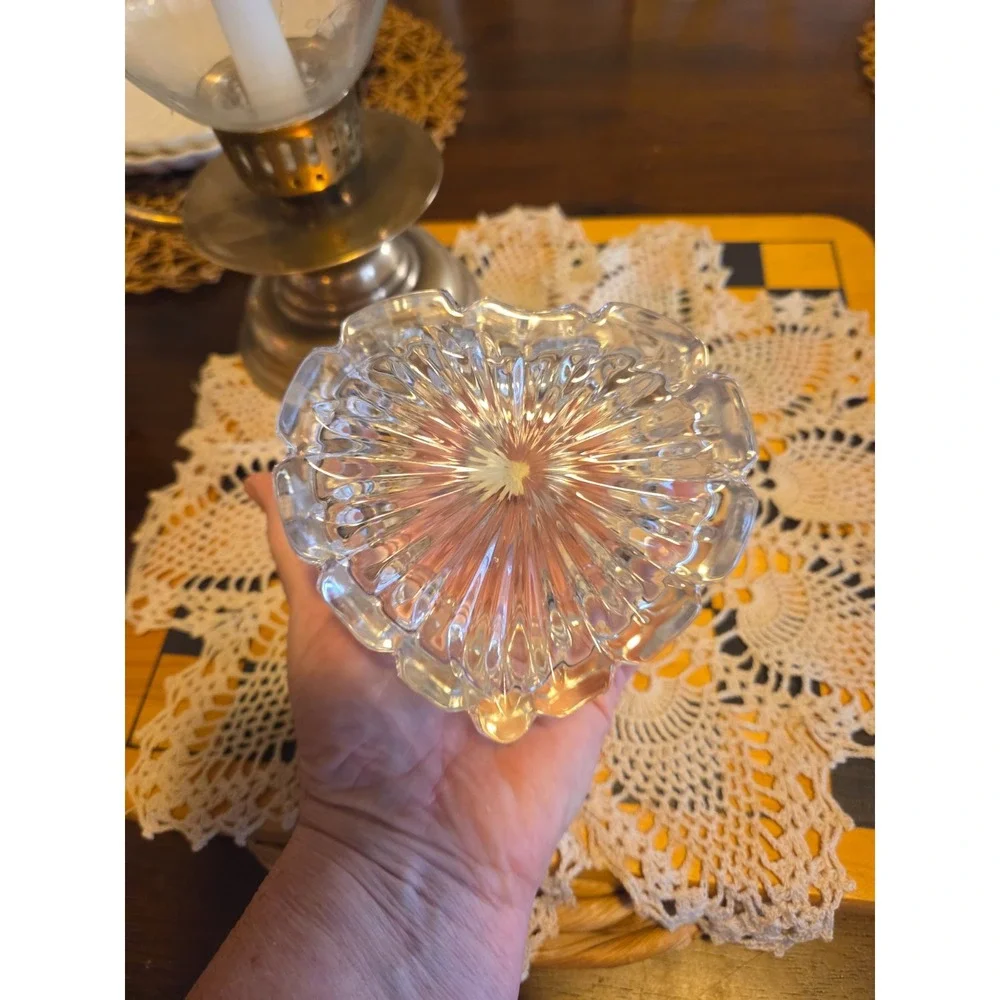 vintage heart-shaped trinket boxes made of 24% lead crystal